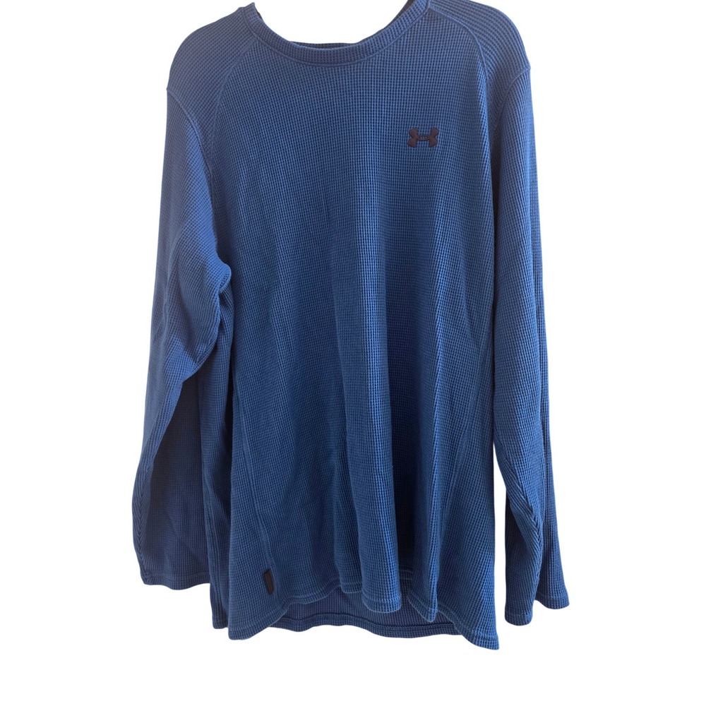 Under Armour Men XXL Tall Blue Waffle Knit Thermal Crewneck Long Sleeve Gorpcore